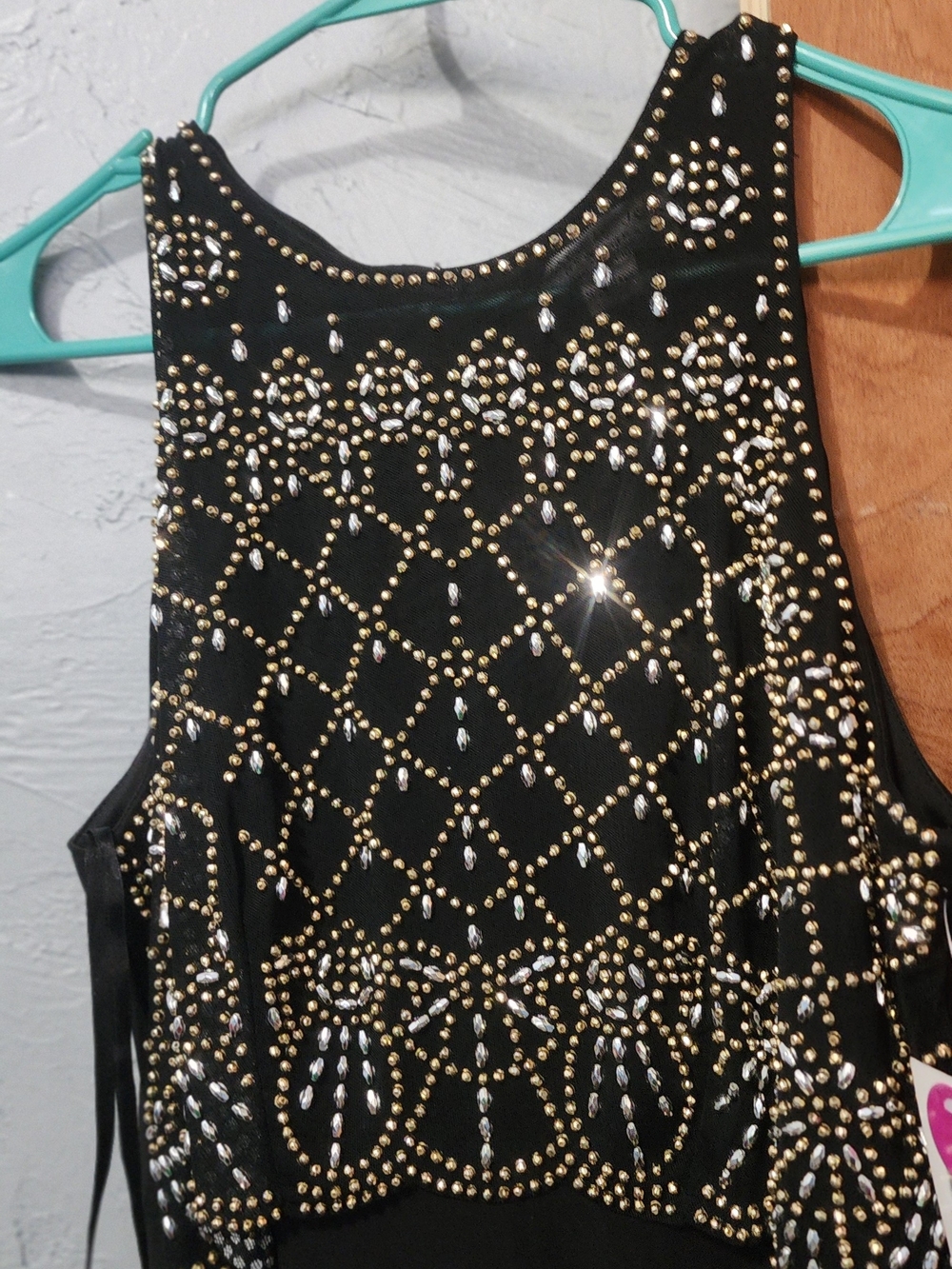 Jackie Jon SZ LRG Women's Studded Black Beaded Jumpsuit Romper
